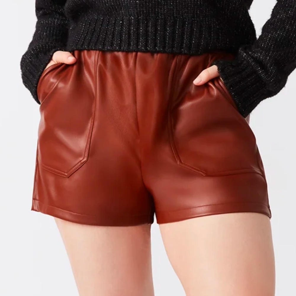 Steve Madden Faux The Record Shorts Brown Size Small